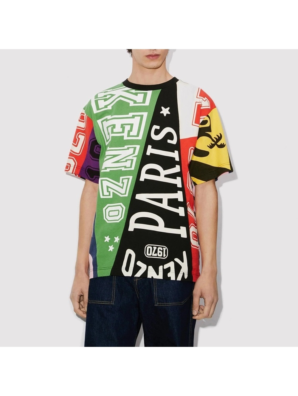 KENZO Flag Print Oversize Cotton T-Shirt, Size S New w/Tag Retail $475